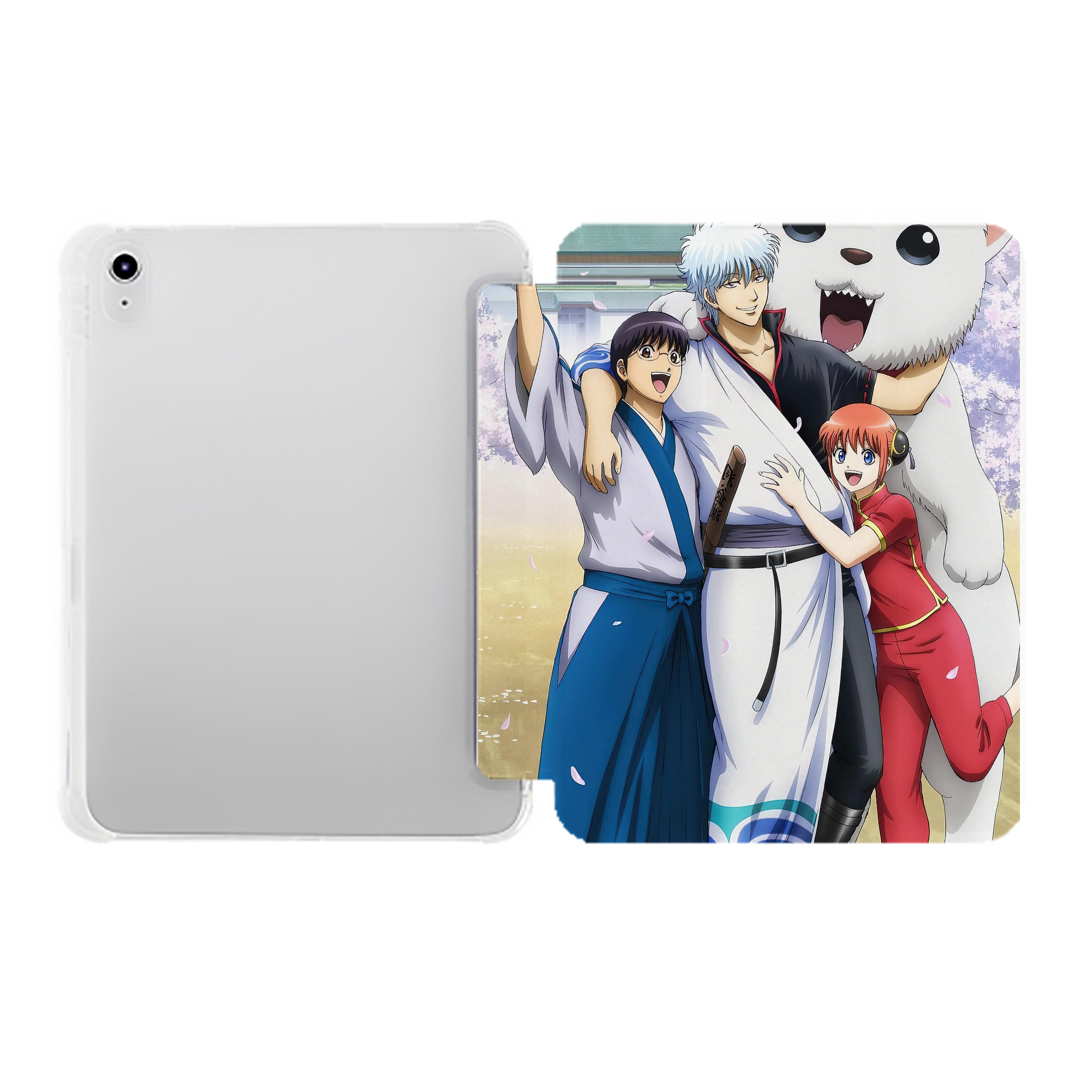 （画像用） ぎんたま 坂田銀時（さかたぎんとき） 神楽 志村新八（しむら しんぱち） GINTAMA Sakata Gintoki Kagura Shimura Shinpachi IPad ケース ペン収納付き 三つ折りスタンド PUレザー×シリコン 対応機種9.5/10.5/10.9インチ